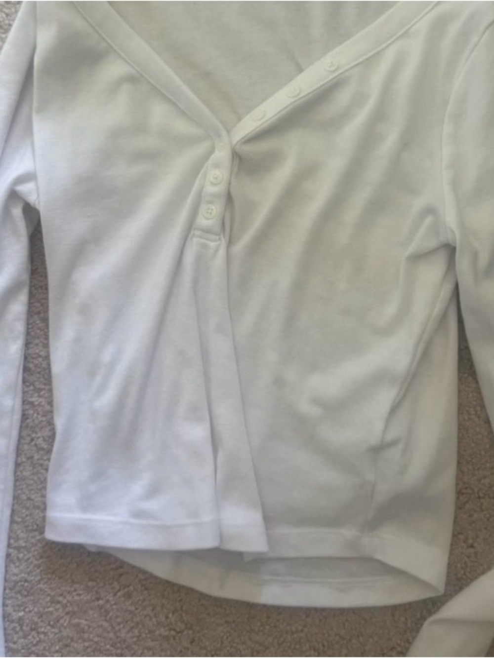 No Boundaries White Long-Sleeve Button V-Neck Top